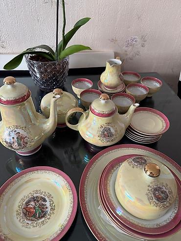 top çaylar: Çay dəsti, rəng - Çəhrayı, Farfor — 1