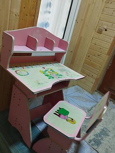 defder: Uşaq üçün yazı masası və stul dəsti - Rəng: Çəhrayı - Komplekt: Yazı — 2