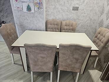 ikinci el stol: Qonaq otağı üçün, İşlənmiş, Açılmayan, Dördbucaq masa, 6 stul — 2