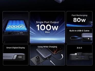 power case: UGREEN Nexode Power Bank 20000 мА·ч, 145 Вт - Емкость 20 000 мА·ч — — 2
