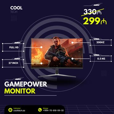 masin ucun monitor satisi: YENI GamePower Curved 200Hz monitorumuzu almağa tələsin! 🌐