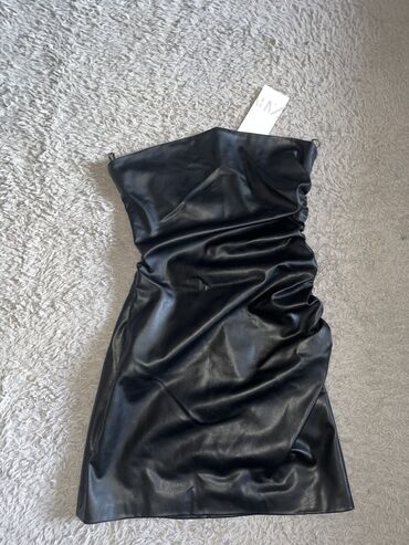 crna duga pamučna haljina: Zara nova kozna haljina