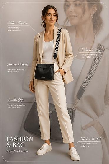 crna torba mona: Crna crossbody torba “FASHION & BAG” sa modernim kaišem - — 4
