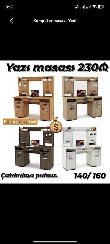 kompyuter masası: Yazı/kompüter masası – 230₼ - Ölçülər: 140/160 (eni variantları — 1