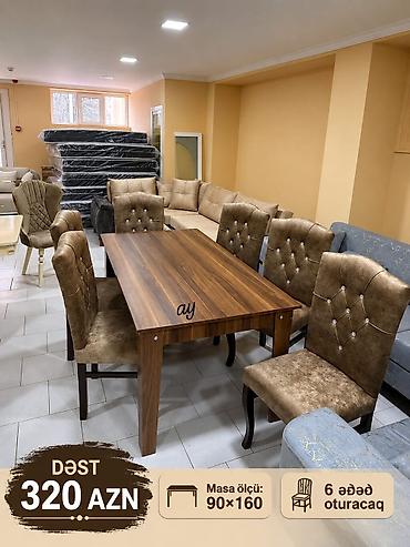 Yemək otağı dəsti - Dəst tərkibi: düzbucaqlı masa + 6 ədəd oturacaq -