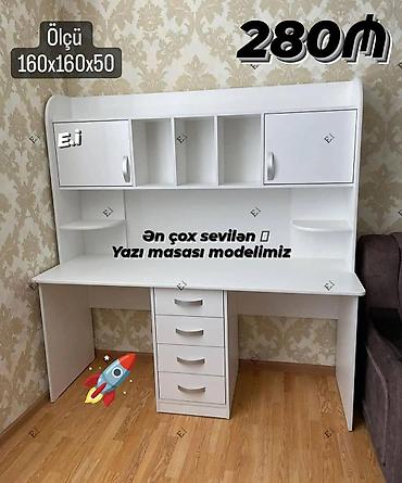 bar stolu: Məhsul: Yazı masası və üst dolablı sistem Ölçü: 160 x 160 x 50 sm — 1