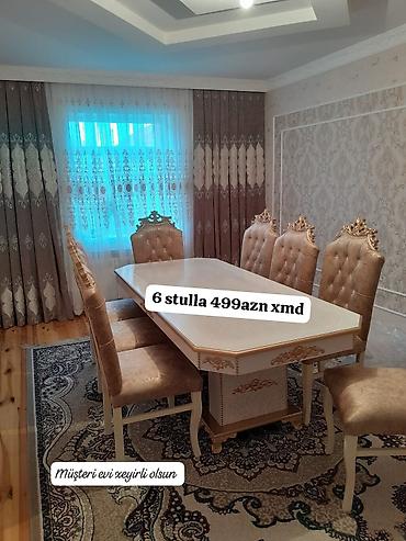drel dəsti: Yemək otağı dəsti – klassik dizayn - Dəst: stol + 6 stul - Rəng — 1