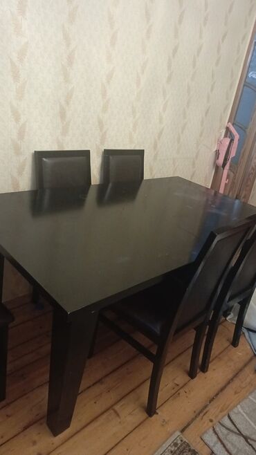 Для гостиной, Б/у, Раскладной, Прямоугольный стол, 6 стульев
