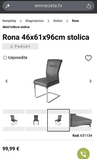 dvosed mojca forma ideale: **Rona stolica 46x61x96 cm** Elegantna trpezarijska stolica modernog — 2