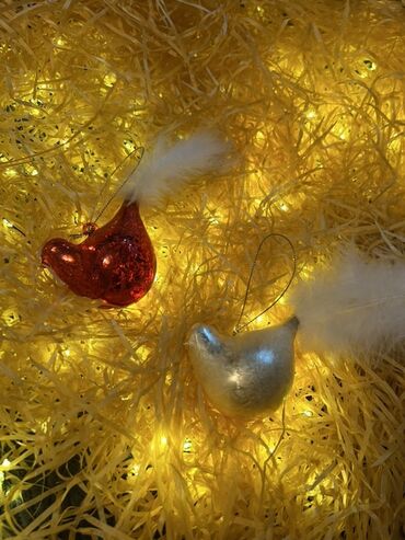 Yeni il oyuncaqları və bəzəkləri: Yeni il ağacı üçün quş fiqurlu bəzək dəsti - Dizayn: kiçik quş — 9