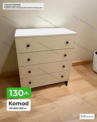 Komodlar: Komod Ölçü: 40x80x100 sm Material: 18 mm laminat Rəng seçimi — 1
