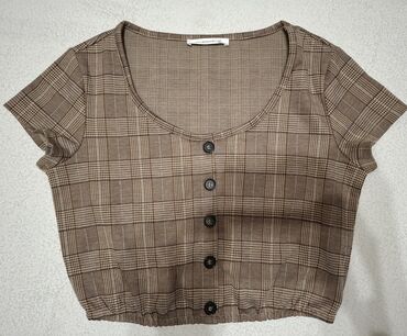 pinko majice: Terranova, S (EU 36), Polyester, Geometrical, Plaid, color - Brown