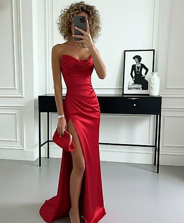 comma svecane haljine: Elegantna večernja haljina bez bretela, od glatkog satenskog — 2