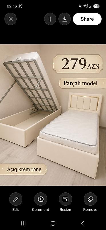 kravat ucuz: Parçalı model, açıq krem rəng tək nəfərlik çarpayı. Üst hissə — 1