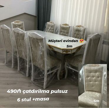 Sifarişlə masa və oturacaq dəstləri: Dördbucaq masa, Qonaq otağı üçün, Zəmanətli — 9