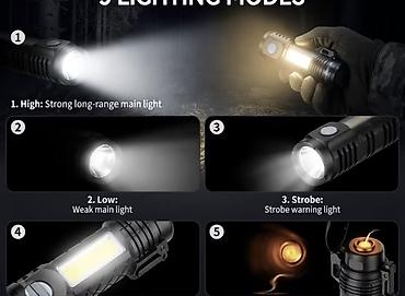 ambiyans isigi: LED çoxfunksiyalı fənər - Kompakt metal gövdə, tək düymə ilə — 2