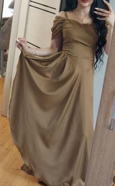 бальное платье для девочки: Zeytun-yaşıl tonlarında uzun ziyafət/libas. - Model: A-kəsimli, yerə