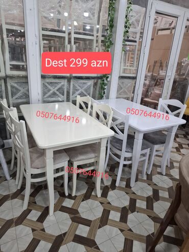 Masa və oturacaq dəstləri: Mətbəx üçün, Yeni, Açılmayan, Dördbucaq masa, 4 stul — 6
