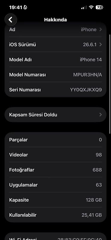 iphone 2ci əl: IPhone 14, 128 GB, Ağ, Face ID — 5