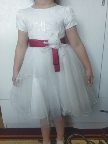 офисная одежда: Детское платье, цвет - Белый, Б/у