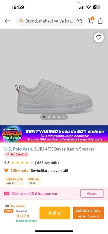 Ложки: U.S. Polo Assn. SURI 4FX – ağ qadın sneaker - Rəng: tam ağ, arxada