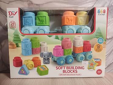 паровозик: Мягкий развивающий конструктор Soft Building Blocks, 29 деталей - — 1