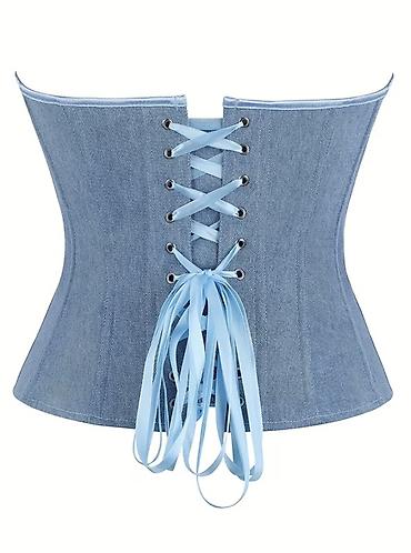ev paltari: Denim korset top Yenidir. s-m razmer - Material: açıq mavi denim — 2