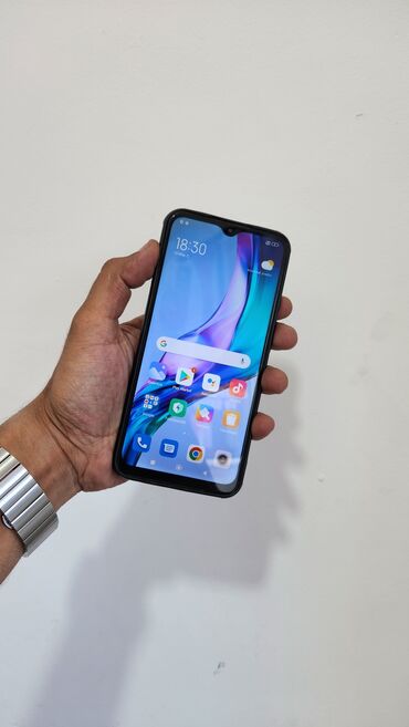 işləmiş telefonlar: Xiaomi Redmi 9, 32 ГБ, цвет - Синий, 
 Отпечаток пальца, Face ID