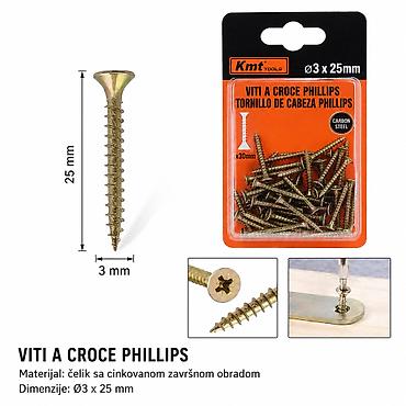 KMT Ekseri za lesonit, pocinkovani u boji – 3 × 25 mm, 55 kom -