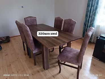 taxt carpayı: Yemək otağı mebeli dəsti - 1 ədəd iri ölçülü yemək masası: tünd qoz — 1
