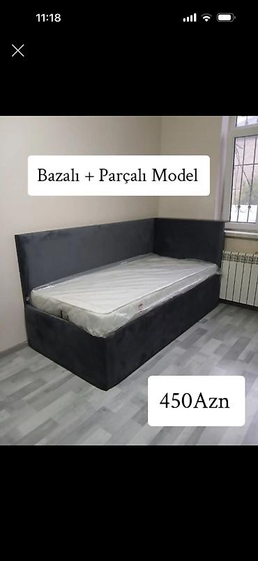 Bazalı + parçalı model tək nəfərlik çarpayı - Künc başlıqlı dizayn