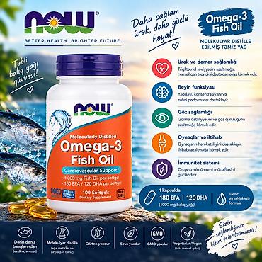 NOW Omega-3 Fish Oil – Molekulyar distillə edilmiş təmiz balıq yağı lalafo.az -da NOW Omega-3 Fish Oil – Molekulyar distillə edilmiş təmiz balıq yağı