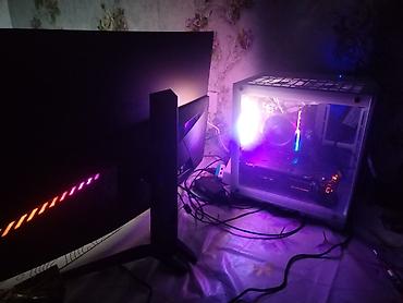 xbox seris x: RGB işıqlanmaya malik oyun kompüteri və monitor dəsti 1080ti r5 3600 — 2
