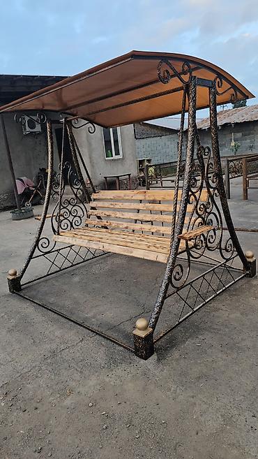 кованые качели: Садовые качели Металл, Со спинкой, С крышей — 3