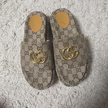 шлепки бу: Босоножки, 38, Gucci, Б/у, цвет - Коричневый — 1
