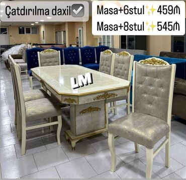 stol stul desti qiymetleri: Qonaq otağı üçün, Yeni, Açılmayan, Dördbucaq masa, 6 stul