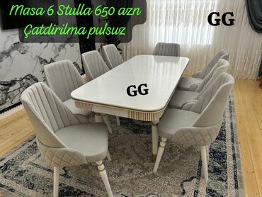texnologiya 8: Qonaq otağı üçün, Yeni, Açılmayan, Dördbucaq masa, 6 stul