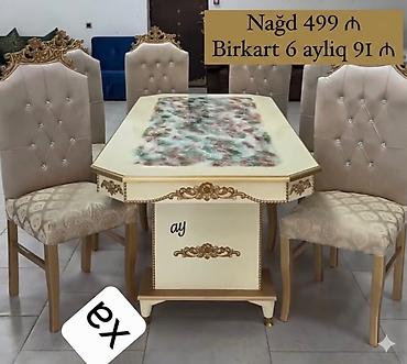 tək stol: Klassik üslubda 1 masa + 6 stuldan ibarət yemək dəsti. Xüsusiyyətlər — 1