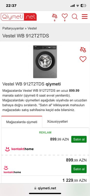 paltar yuyan maşın təzə: Paltaryuyan maşın Vestel, 7 kq, İşlənmiş, Avtomat, Qurutma var, Kredit yoxdur, Ünvandan götürmə