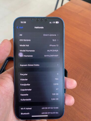 iphone kamera: IPhone 13, 128 GB, Mavi, Face ID, Simsiz şarj