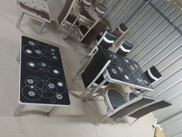 Setovi stolova i stolica: Sto - 80cm Metal noge Ploca univer Staklo 4mm stolica - metal - eko — 10