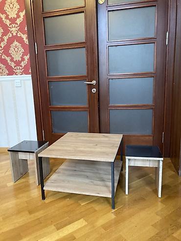 mdf panel: Kvadrat kofe masası və 2 ədəd tabure dəsti - Dizayn: Minimalist və — 2
