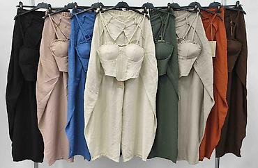 terranova helanke: Damski komplet – korset top i široke pantalone sa preklopom - S M L / — 3