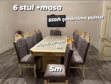 Masa və oturacaq dəstləri: Dördbucaq masa, 6 stul -da lalafo.az — 9 Masa və oturacaq dəstləri: Dördbucaq masa, 6 stul — 9