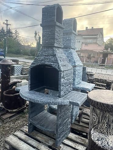 solar: Vrtni roštilj/pečenjara od livenog betona sa imitacijom kamena - — 1