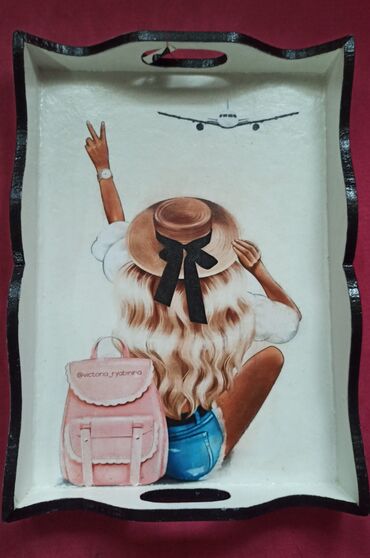 Tacne: Drveni poslužavnik sa motivom kafe - ručna izrada - Materijal: drvo — 8