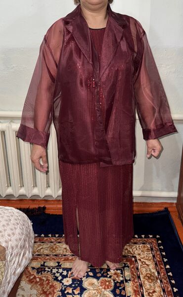 кийим ош: Кече көйнөгү, Узун модель, Страздар, 5XL (EU 50)