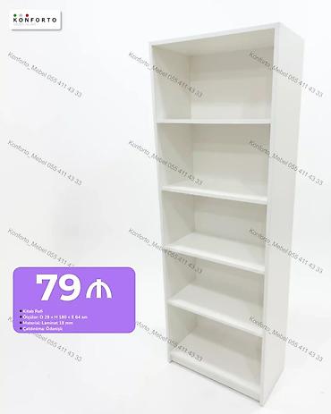 Rəflər: Ağ rəngli kitab rəfi - Növ: Kitab rəfi - Ölçülər: Dərinlik 29 sm × — 1
