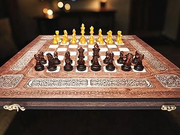 Настольные игры: Деревянный набор 3-в-1: нарды + шахматы+шашки - Материал: натуральное — 14