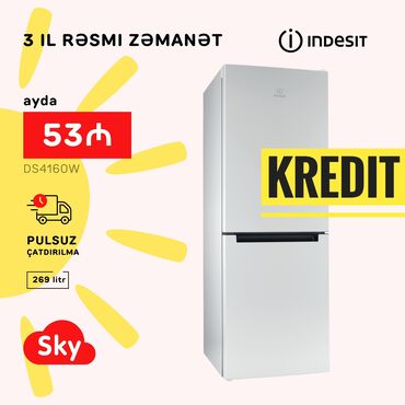 Peçlər və kaminlər: Yeni Soyuducu Indesit, Low frost, İki kameralı, rəng - Ağ